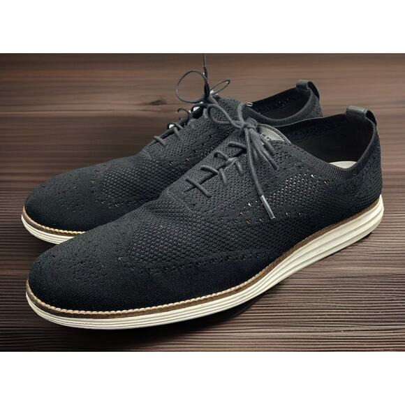 Cole Haan Grand OS Black Stitchlite Wingtip Oxford Shoes Mens Size 14 Fast Ship main image 4